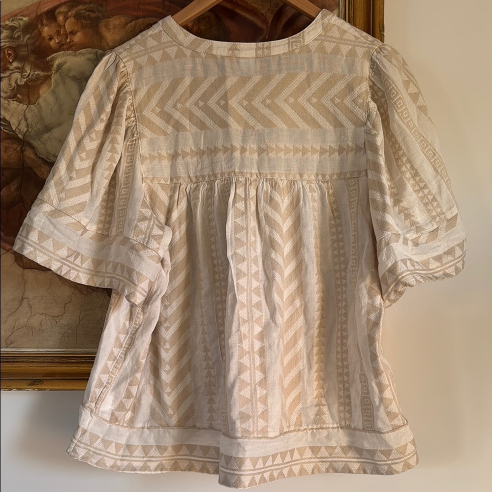 Wide Sleeve Cream Patterned Top - Picture 6 of 6